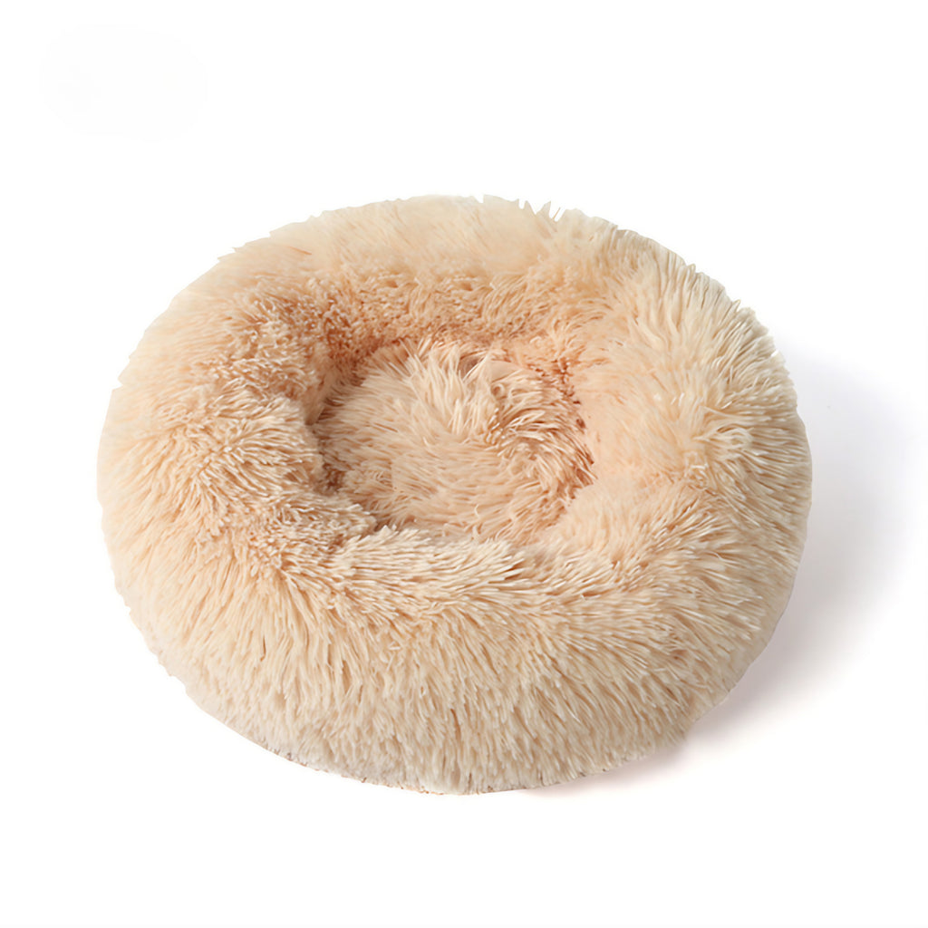 Coussin rond moelleux pour chien, de 40 à 100 cm, beige