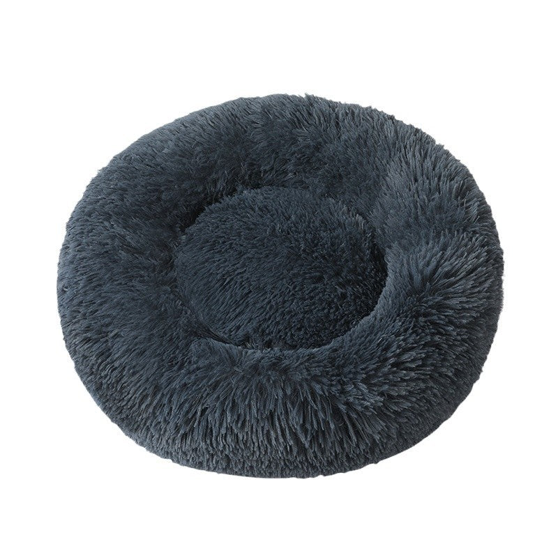 Coussin rond moelleux pour chien, de 40 à 100 cm, gris foncé (presque épuisé)