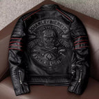 Veste de motard homme, crâne brodé au dos, du S au 6XL