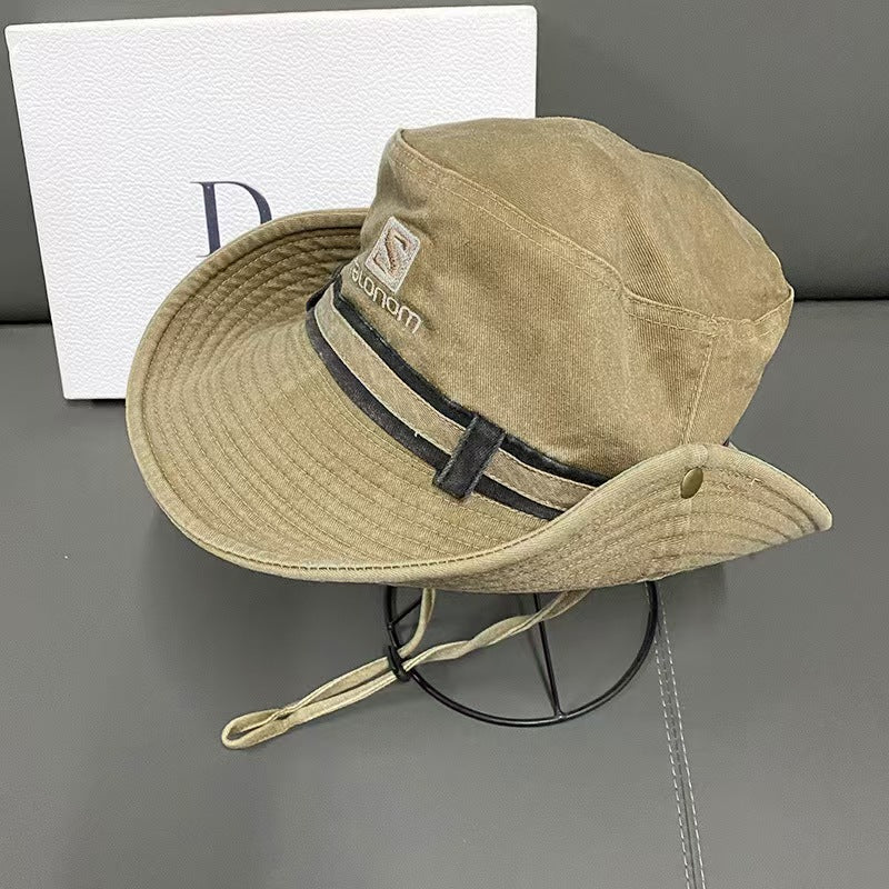 Chapeau de soleil femme à bord large, pliable et réglable, kaki
