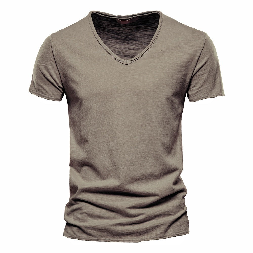 T-shirt col V homme, neuf coloris, du S au 2XL, sienne