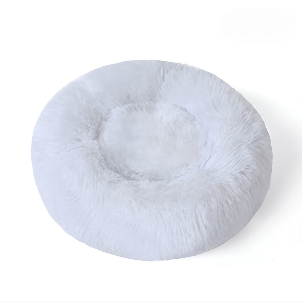 Coussin rond moelleux pour chien, de 40 à 100 cm, blanc perle