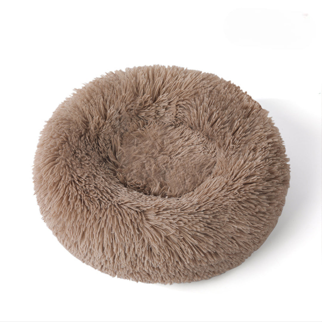 Coussin rond moelleux pour chien, de 40 à 100 cm, marron
