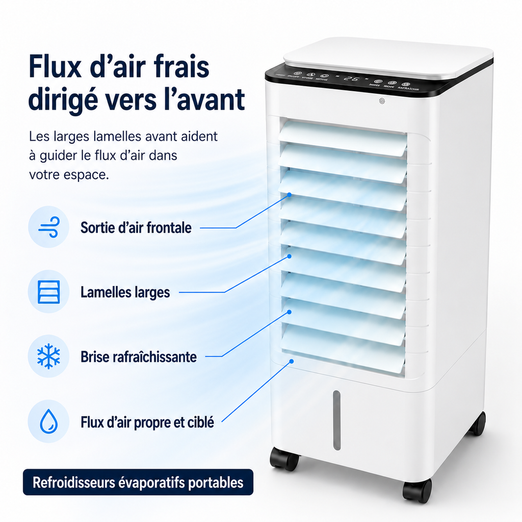 Rafraîchisseur d'air évaporatif à réservoir de 5 litres, 60 W