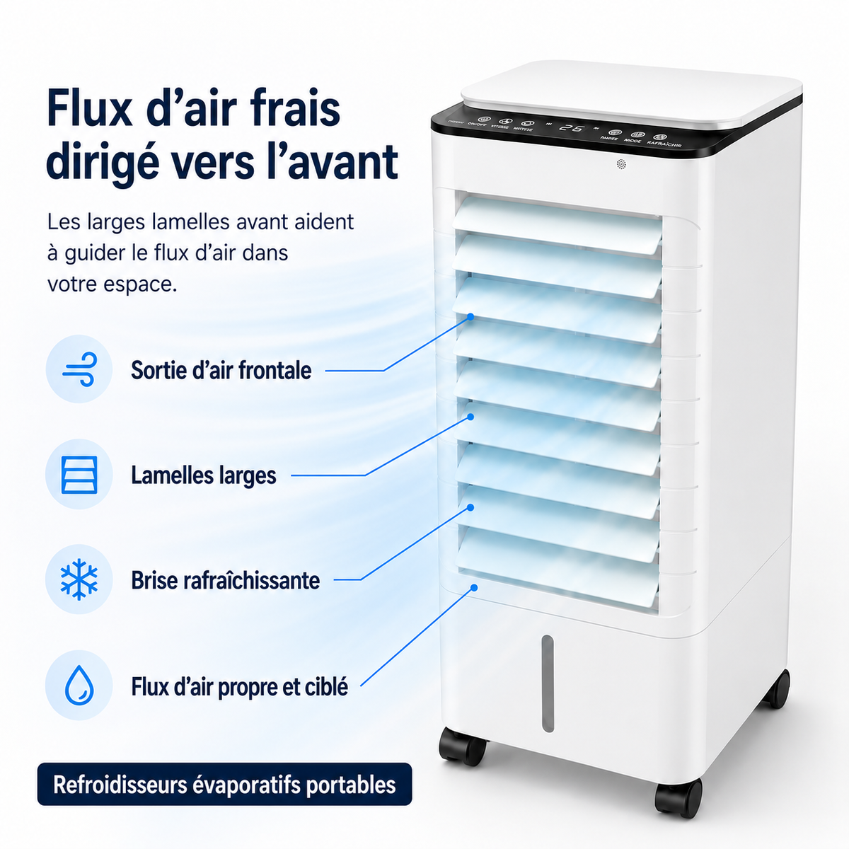 Rafraîchisseur d'air évaporatif à réservoir de 5 litres, 60 W