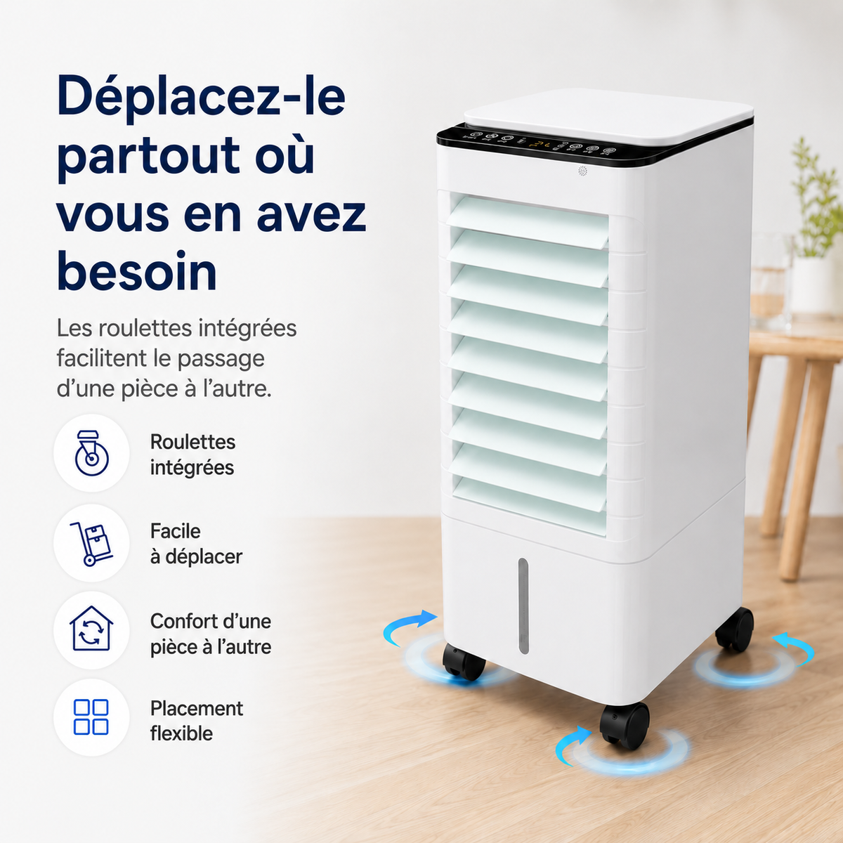 Rafraîchisseur d'air évaporatif à réservoir de 5 litres, 60 W