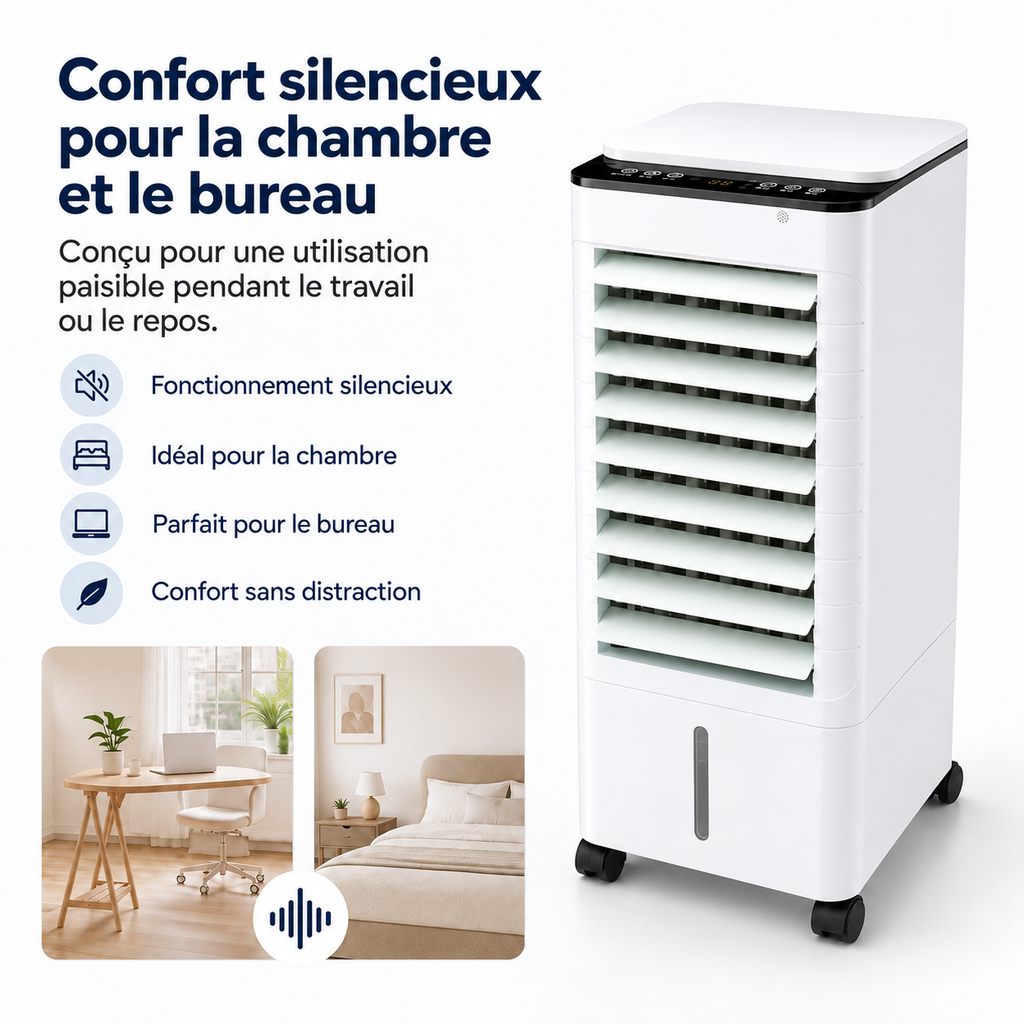 Rafraîchisseur d'air évaporatif à réservoir de 5 litres, 60 W