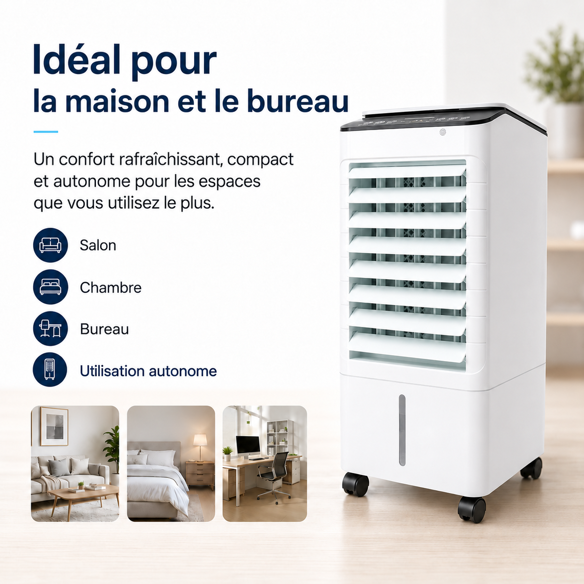 Rafraîchisseur d'air évaporatif à réservoir de 5 litres, 60 W