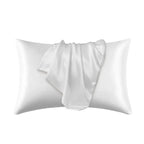 Taie d'oreiller effet soie en polyester satiné, deux formats, blanc