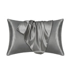 Taie d'oreiller effet soie en polyester satiné, deux formats, gris foncé