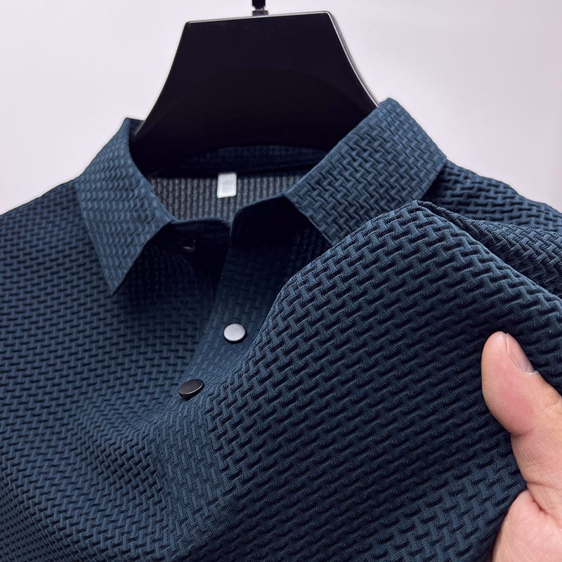 Polo homme style italien, maille texturée, six coloris, bleu