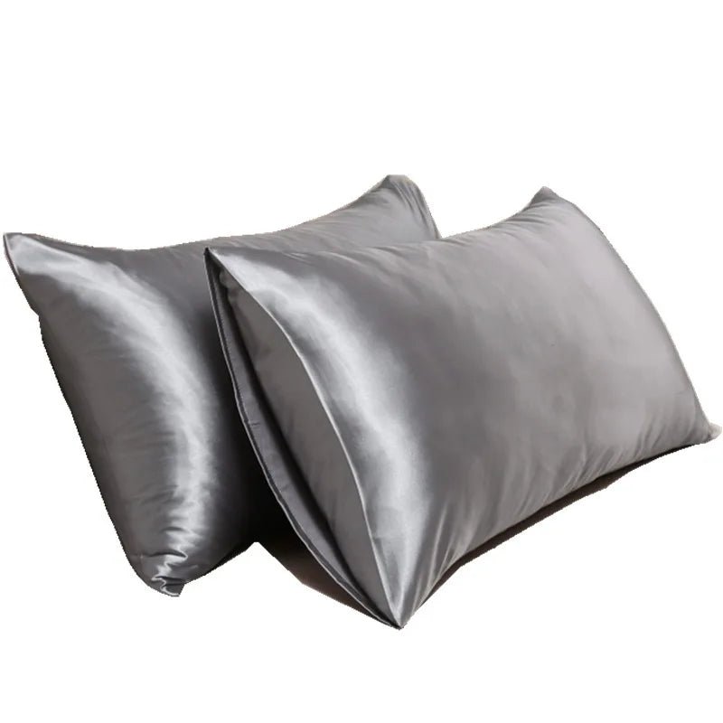 Taie d'oreiller effet soie en polyester satiné, deux formats