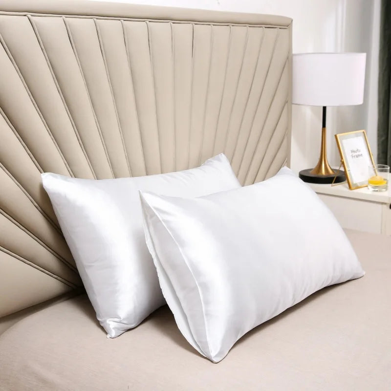 Taie d'oreiller effet soie en polyester satiné, deux formats