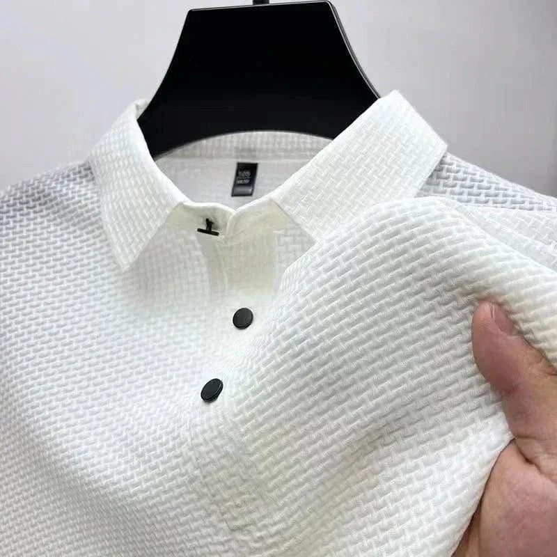 Polo homme style italien, maille texturée, six coloris, blanc