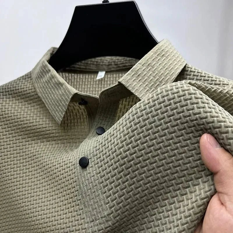 Polo homme style italien, maille texturée, six coloris, kaki