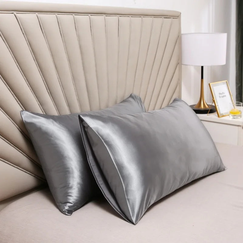 Taie d'oreiller effet soie en polyester satiné, deux formats