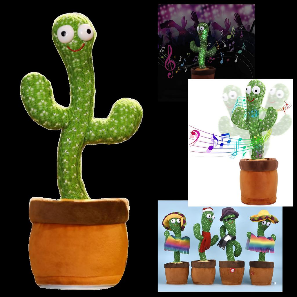 Cactus en peluche qui danse, chante et répète les voix