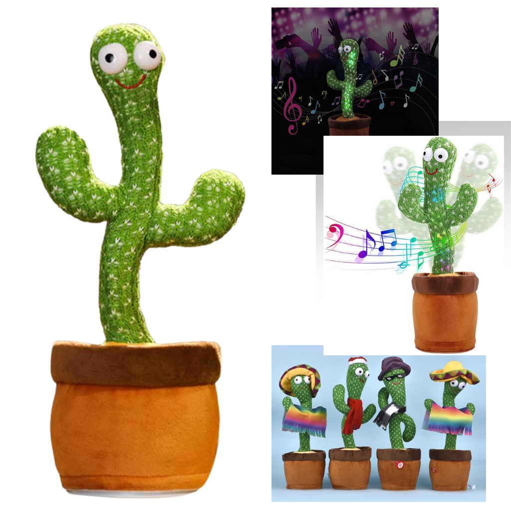 Cactus en peluche qui danse, chante et répète les voix
