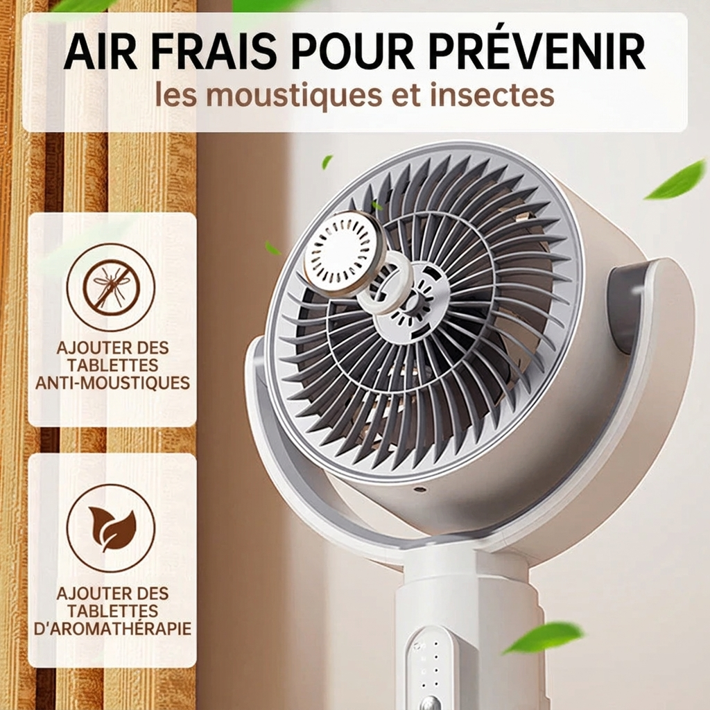 Ventilateur sur pied USB oscillant avec télécommande, 5 vitesses