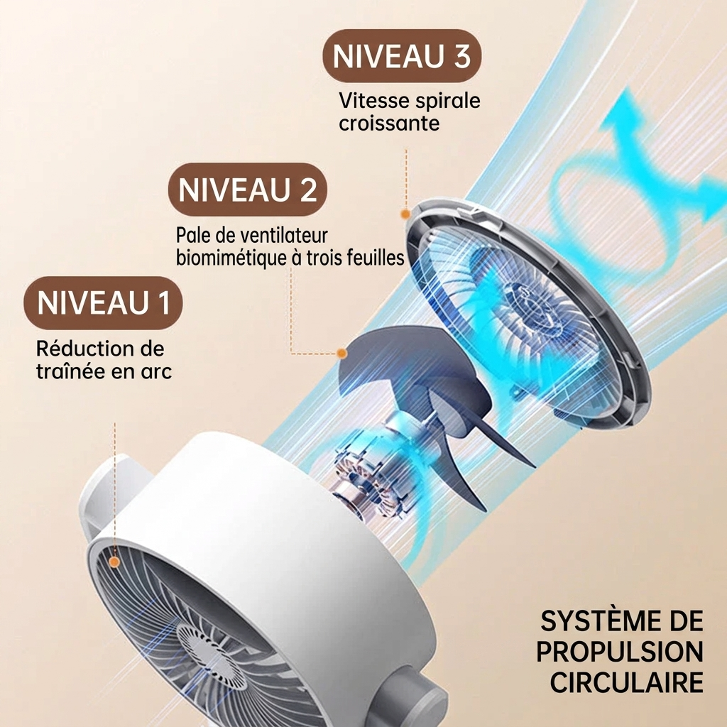 Ventilateur sur pied USB oscillant avec télécommande, 5 vitesses