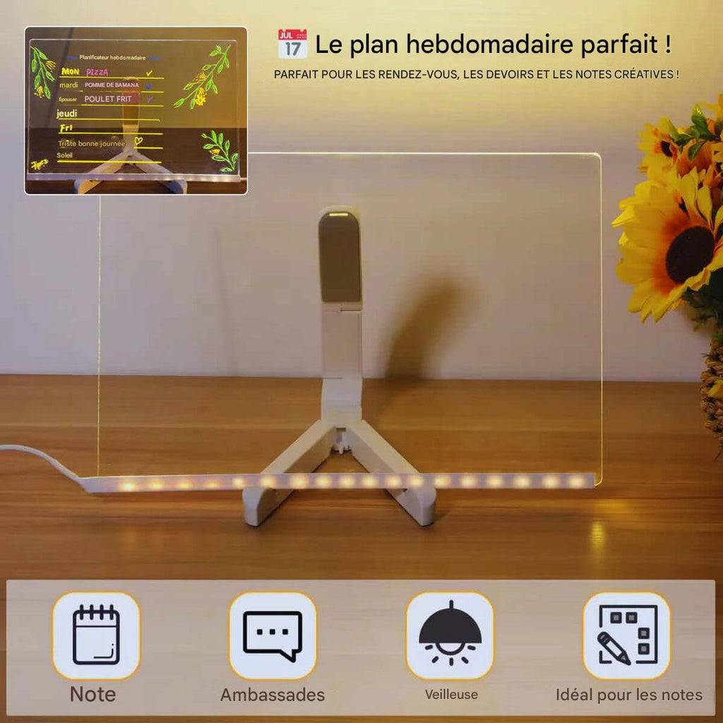 Tableau de dessin lumineux LED pour enfant, stylo 7 couleurs