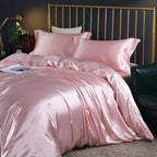Parure de lit en satin 4 pièces, treize coloris, rose