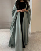 Abaya longue ouverte à manches kimono, vert ou taupe