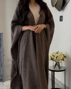 Abaya longue ouverte à manches kimono, vert ou taupe