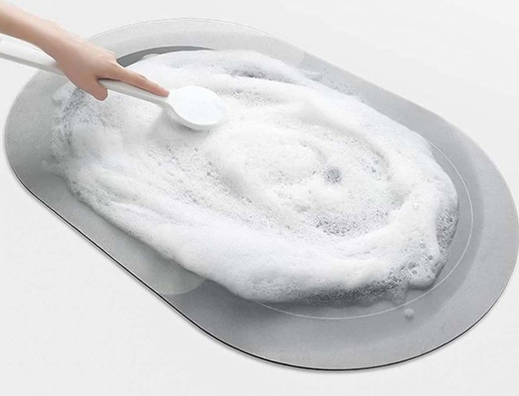 Tapis de bain ovale absorbant à séchage rapide, antidérapant