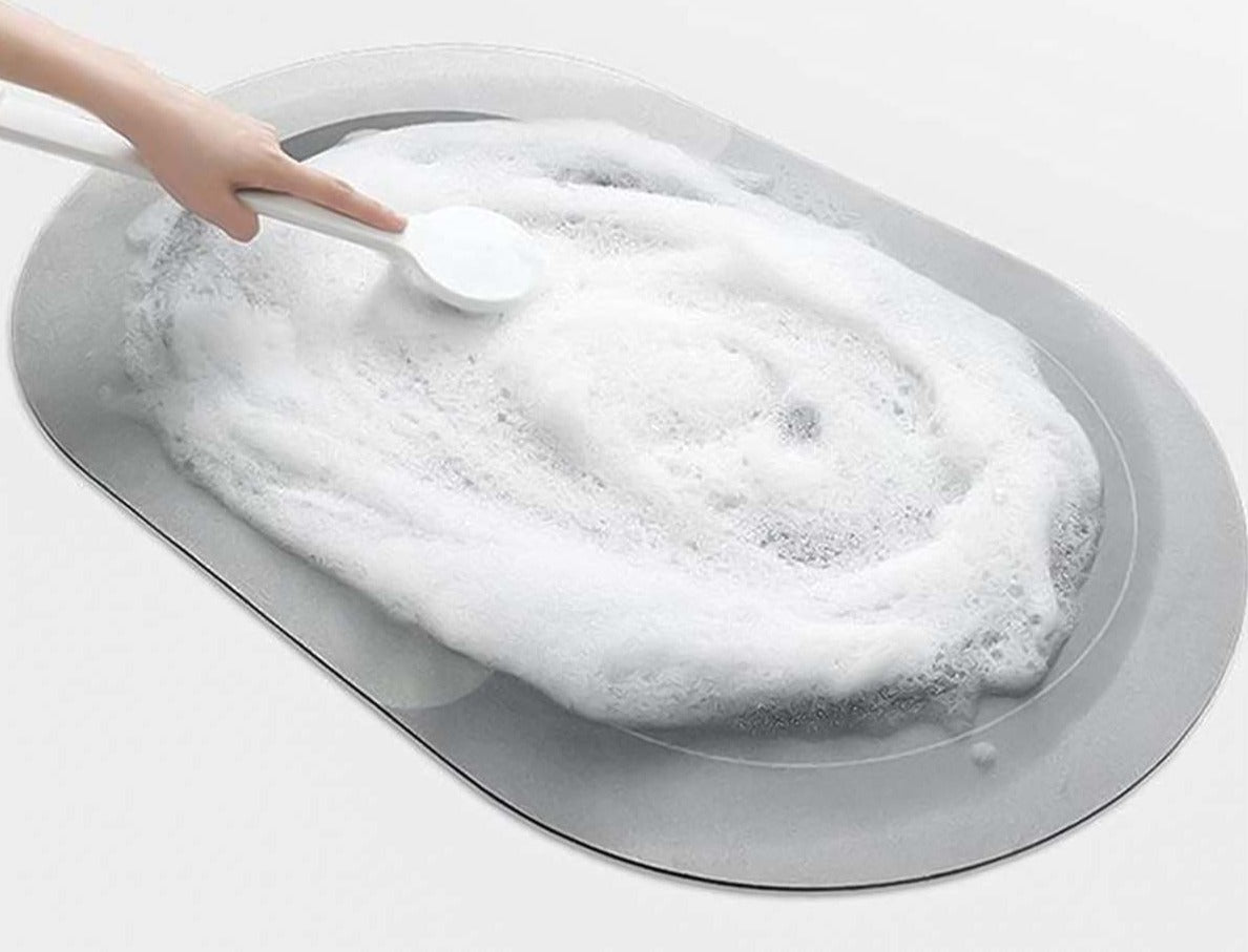 Tapis de bain ovale absorbant à séchage rapide, antidérapant