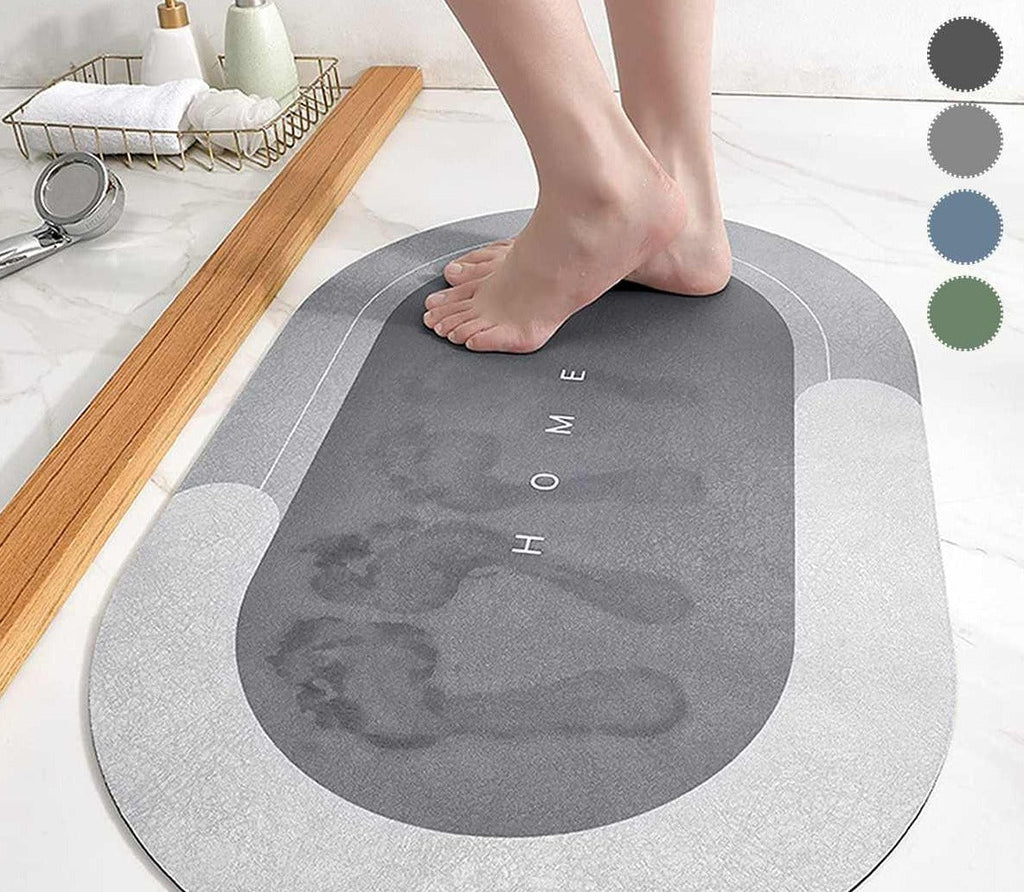 Tapis de bain ovale absorbant à séchage rapide, antidérapant