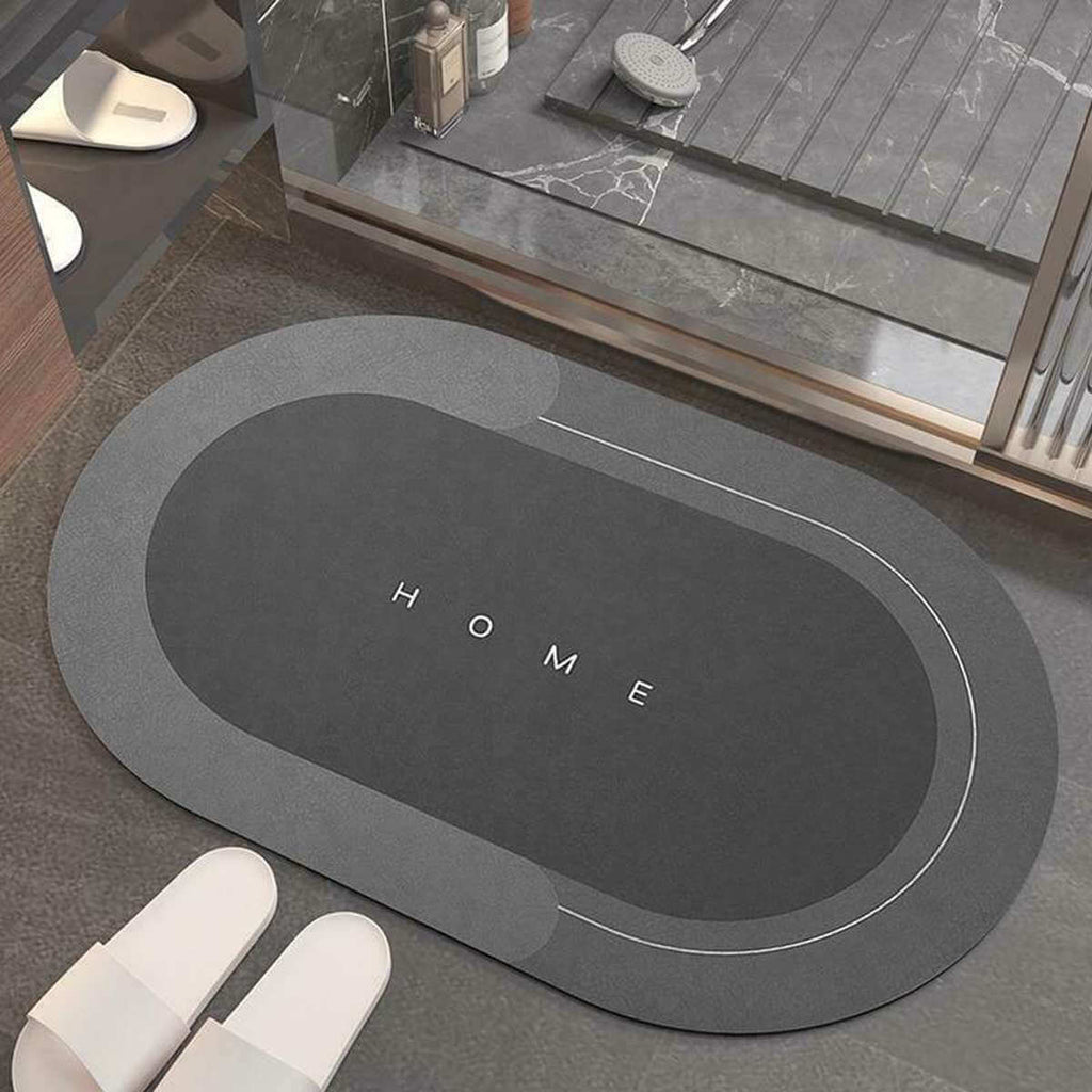 Tapis de bain ovale absorbant à séchage rapide, antidérapant