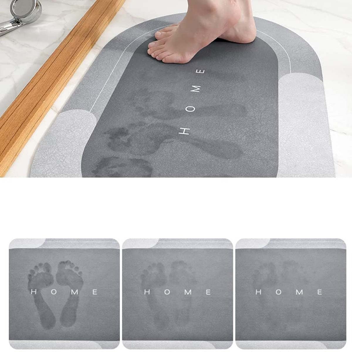 Tapis de bain ovale absorbant à séchage rapide, antidérapant