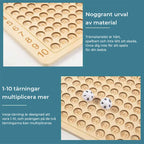 Jeu de multiplication en bois : plateau, 100 cartes et 2 dés