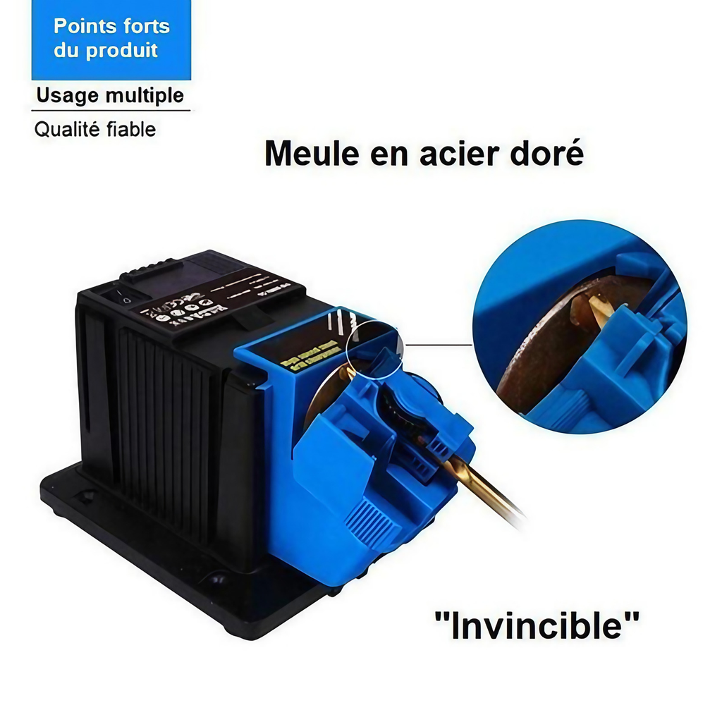 Aiguiseur électrique pour couteaux et ciseaux, angle 15 à 50°, bleu