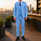 Costume 3 pièces homme coupe ajustée, mariage et cérémonie, bleu clair