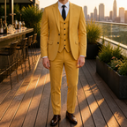 Costume 3 pièces homme coupe ajustée, mariage et cérémonie, jaune