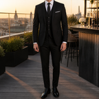 Costume 3 pièces homme coupe ajustée, mariage et cérémonie, noir