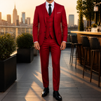Costume 3 pièces homme coupe ajustée, mariage et cérémonie, rouge