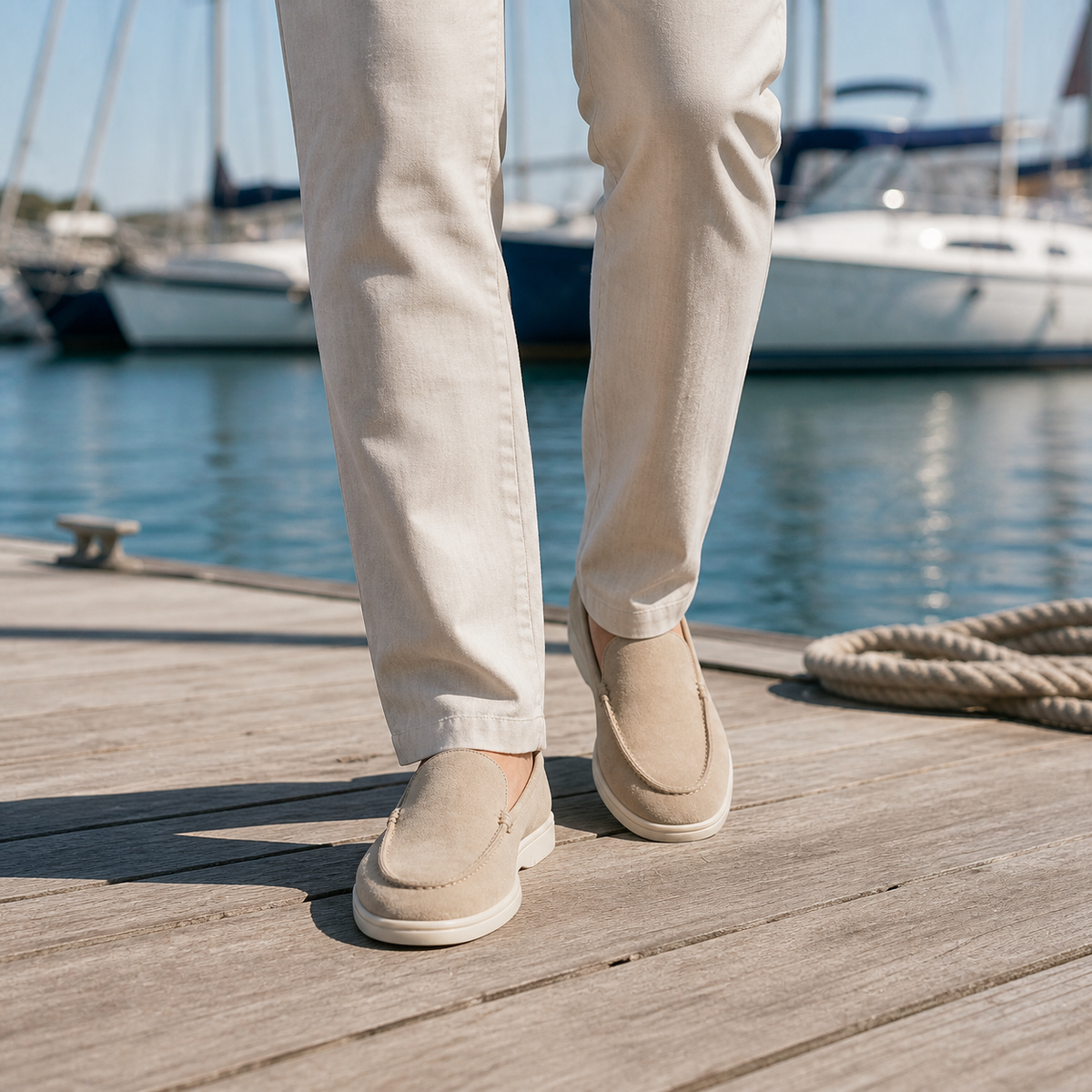 Mocassins homme bout rond, semelle légère antidérapante, 39 au 48, kaki