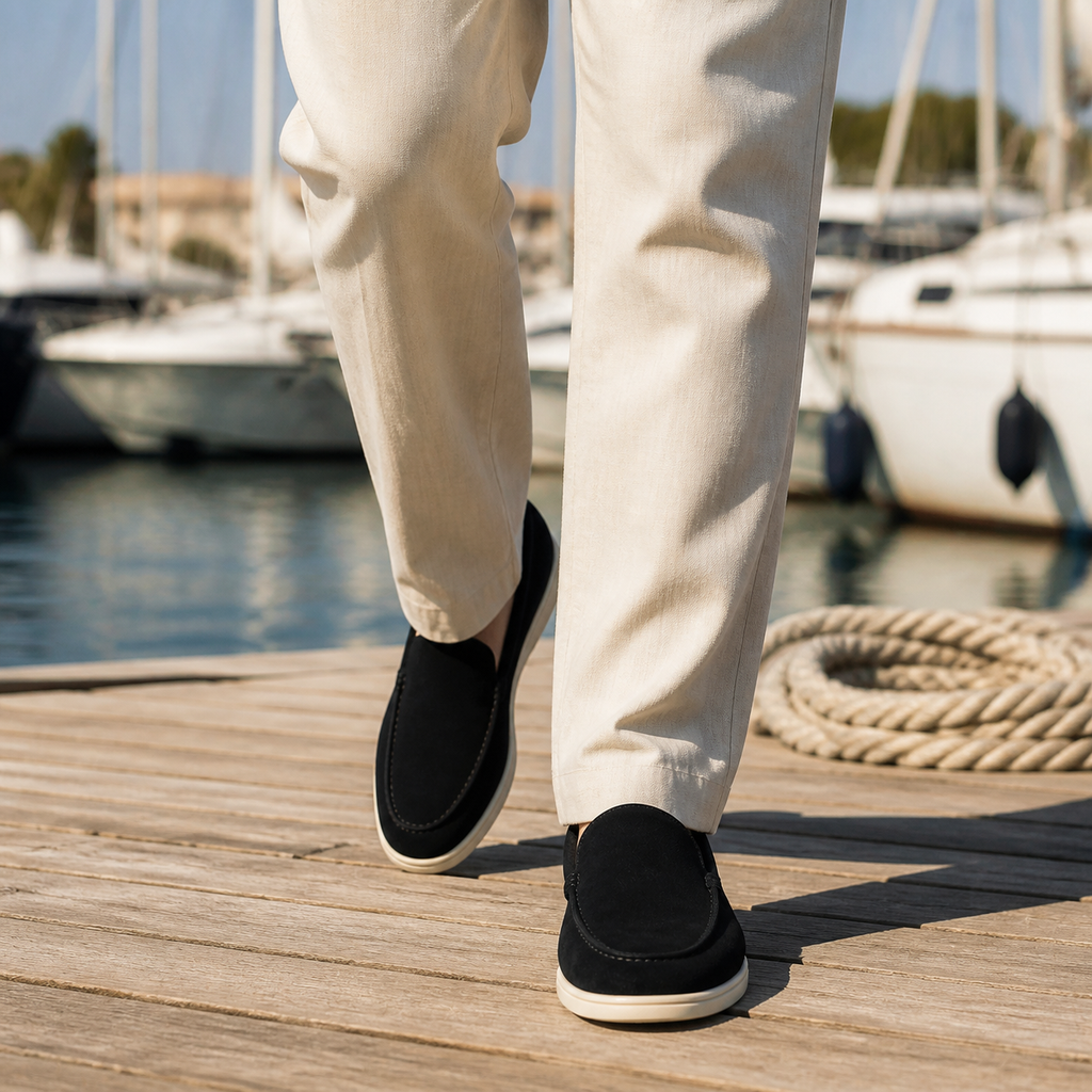 Mocassins homme bout rond, semelle légère antidérapante, 39 au 48, noir