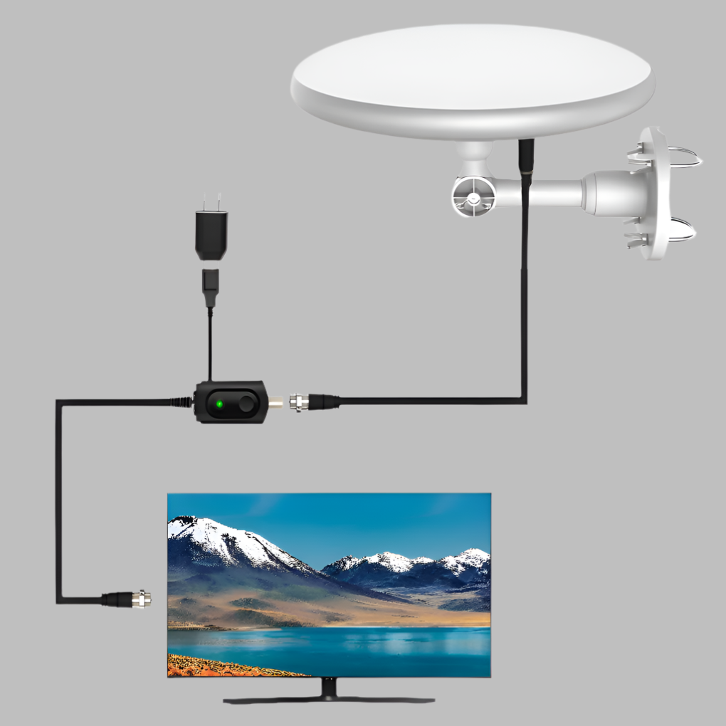 Antenne TV extérieure HD longue portée, avec kit de fixation