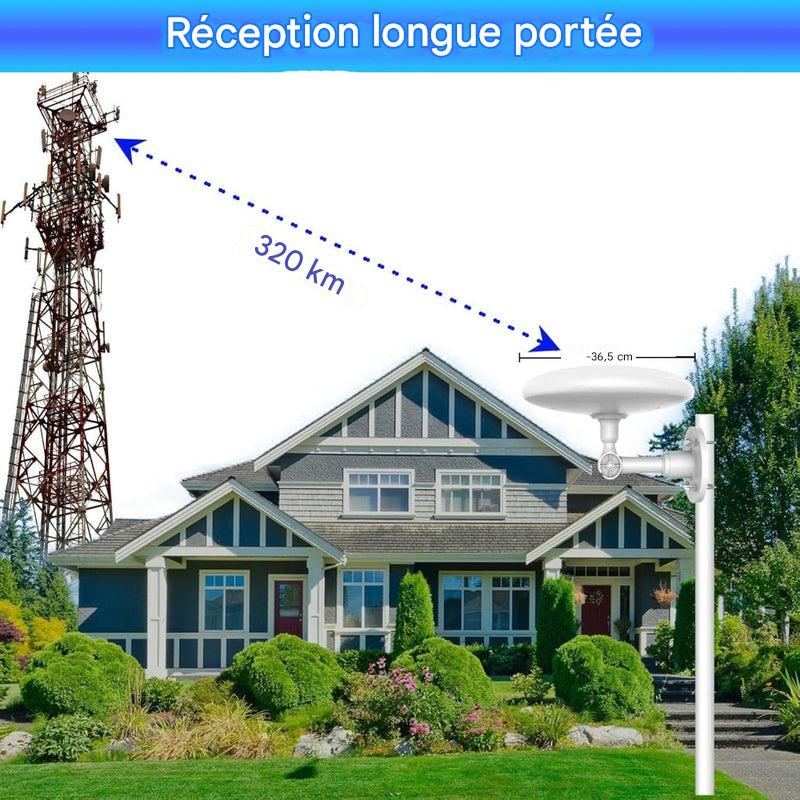 Antenne TV extérieure HD longue portée, avec kit de fixation