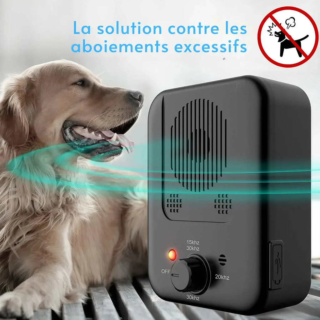 Boîtier anti-aboiement à ultrasons portable, intensité réglable