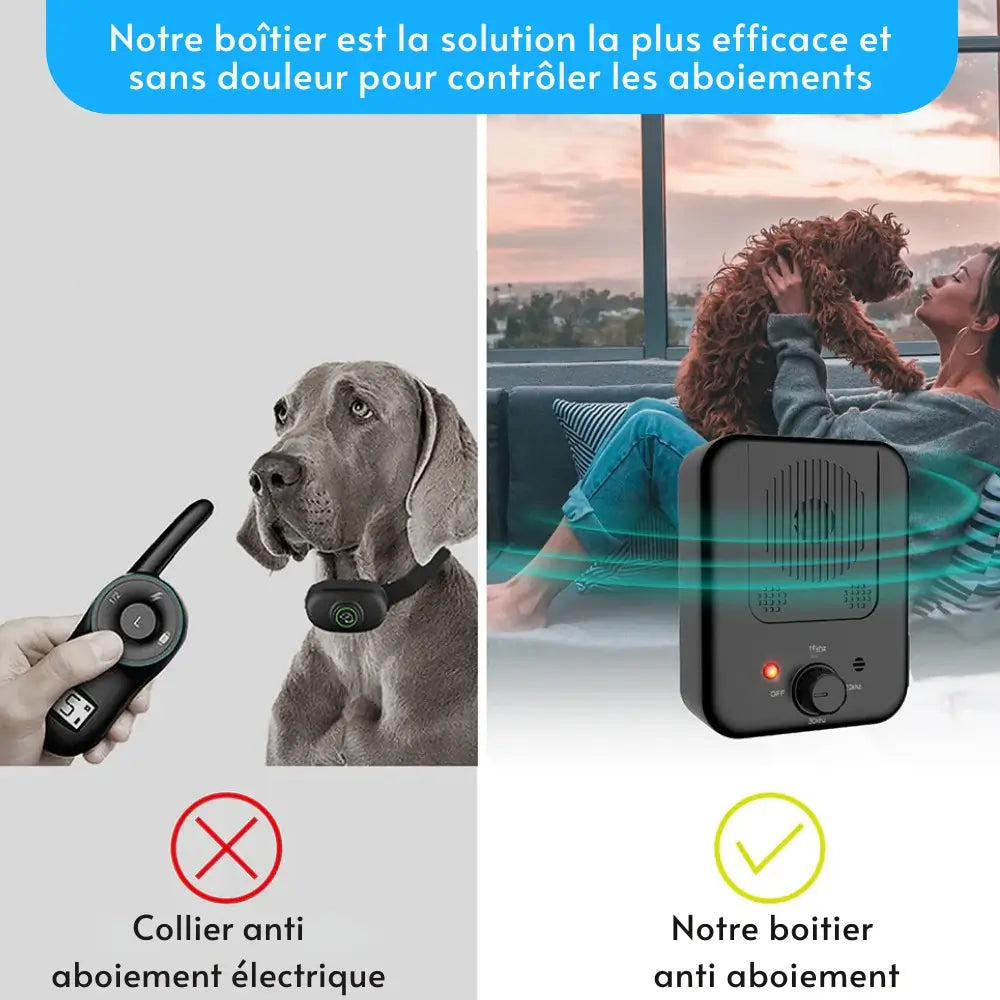 Boîtier anti-aboiement à ultrasons portable, intensité réglable