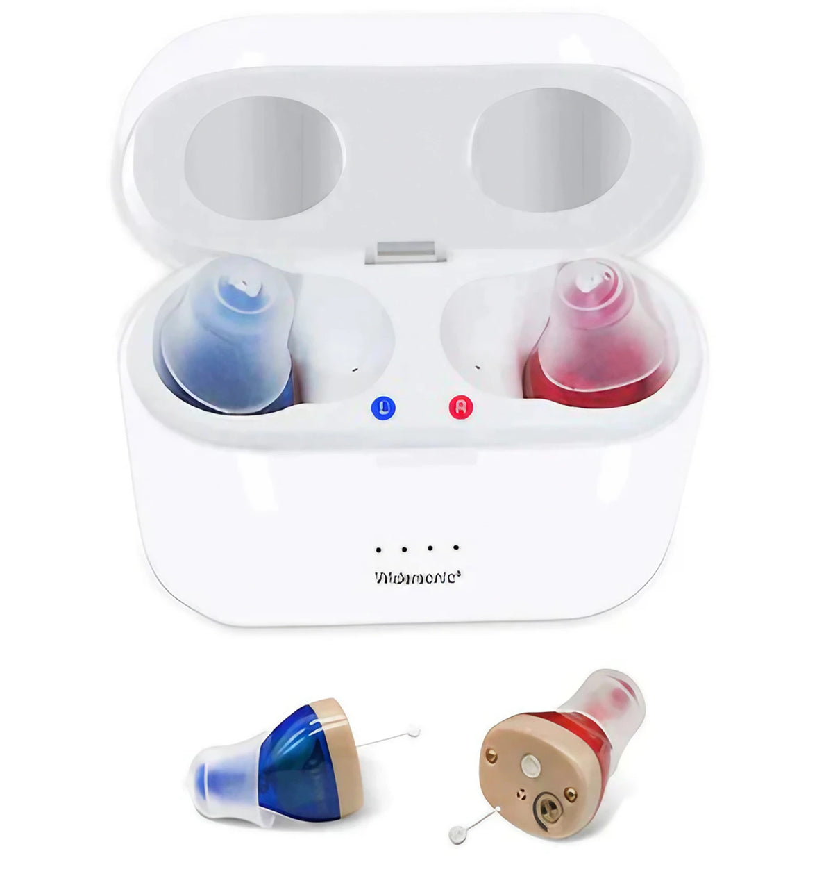 Amplificateur auditif intra-auriculaire rechargeable, étui de charge