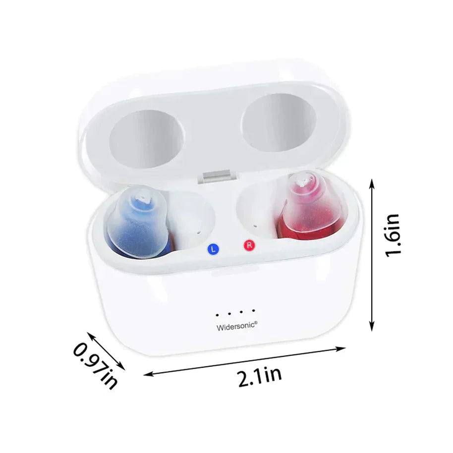 Amplificateur auditif intra-auriculaire rechargeable, étui de charge