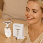 Appareil de massage visage et cou à LED trois couleurs, USB