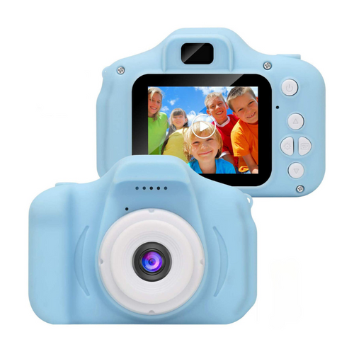Appareil photo enfant à double objectif, vidéo HD 1080P, bleu