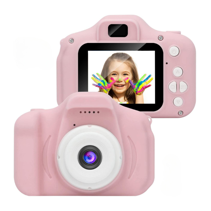 Appareil photo enfant à double objectif, vidéo HD 1080P, rose